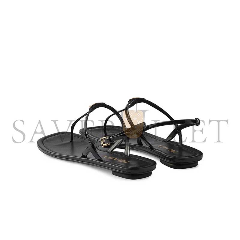 PRADA PATENT LEATHER THONG SANDALS 